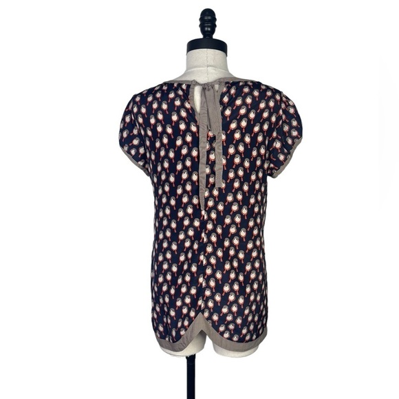 Esley bird pattern print cross over blouse size m - Picture 3 of 7